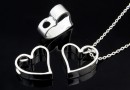 Pendant, heart, 925 silver, 11.5mm - x1