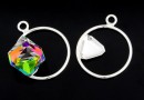 Pendant base, 925 silver, for fancy cube Swarovski 8mm, left- x1