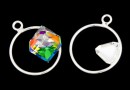 Pendant base, 925 silver, for fancy cube Swarovski 8mm, right - x1