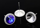 Earring base, 925 silver, double bordered, for rivoli 8mm - x1pair