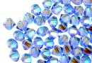 Swarovski, margele bicone, light sapphire AB2x, 4mm - x20
