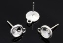 Earring base, 925 silver,rivoli 6mm - x1pair
