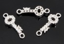 Link, key with crystals, 925 silver rhodium plated, 14mm  - x1