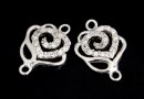 Rose link with crystals, 925 silver rhodium plated, 13mm - x1