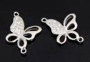 Link fluture cu cristale, argint 925 placat cu rodiu, 17mm  - x1