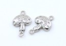Link ciuperca cu cristale, argint 925 placat cu rodiu, 13mm  - x1