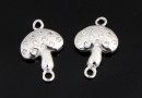 Link, mushroom with crystals, 925 silver rhodium plated, 13mm  - x1