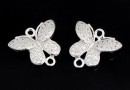 Link fluture cu cristale, argint 925 placat cu rodiu, 11.5mm  - x1