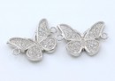 Link fluture cu cristale, argint 925 placat cu rodiu, 17mm  - x1