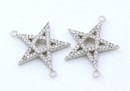 Link stea cu cristale, argint 925 placat cu rodiu, 22.5mm  - x1