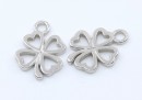 Pendat, clover, 925 silver rhodium plated, 17mm  - x1