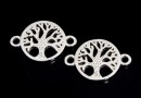 Link, tree of life, 925 silver rhodium plated, 16mm  - x1