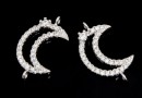 Link, moon with crystals, 925 silver rhodium plated, 18mm  - x1