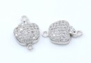 Link, apple with crystals, 925 silver rhodium plated, 15mm  - x1