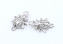 Link, ladybug with crystals, 925 silver rhodium plated, 12mm  - x1