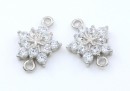 Link fulg de nea cu cristale, argint 925 placat cu rodiu, 15mm  - x1