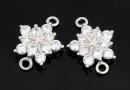 Link, snowflake with crystals, 925 silver rhodium plated, 15mm  - x1