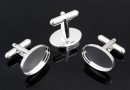 Cufflink base, 925 silver, for cabochon 18x13mm - x1 pair