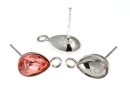 Earring findings, 925 silver rhodium plated, for Swarovski 4320 10x7mm - x1pair