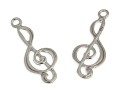 Link, G clef, 925 silverrhodium plated, 24x9.5mm - x1