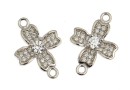 Link cruce cu cristale, argint 925 placat cu rodiu, 16.5mm  - x1