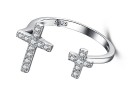 Baza inel argint 925 placat cu rodiu, cruce cu cristale, reglabil - x1