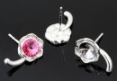 Earring base flower, 925 silver, rivoli 6mm - x1pair