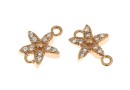 Link, flower crystals, rose gold-plated 925 silver, 9.5mm - x1