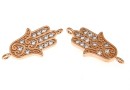 Link, Fatima's hand, crystals, rose gold-plated 925 silver, 17mm - x1