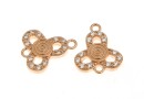 Link, clover, crystals, rose gold-plated 925 silver, 10.5mm - x1