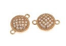 Link disc cu cristale, argint 925 placat aur roz, 11mm - x1