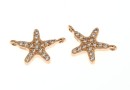 Link, star, crystals, rose gold-plated 925 silver, 12.5mm - x1