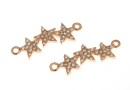 Link stelute cu cristale, argint 925 placat cu aur roz, 20mm  - x1
