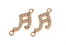 Link nota muzicala cu cristale, argint 925 placat cu aur roz, 16mm  - x1