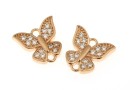 Link, butterfly crystals, rose gold-plated 925 silver, 9mm - x1