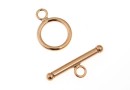 Incuietoare toggle, argint 925 placat cu aur roz, 17.5mm - x1