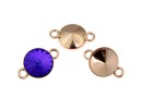 Link, base, bordered, rose gold-plated 925 silver, rivoli Swarovski 8mm - x2