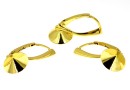 Earring click, base, gold-plated 925 silver, chaton 8mm - x1pair