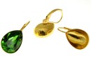 Earring findings, gold-plated 925 silver, for Swarovski 4320 14x10mm - x1pair