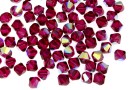 Swarovski, margele bicone, ruby aurore boreale, 4mm - x20