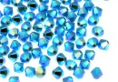 Swarovski, margele bicone, turquoise aurore boreale 2X, 4mm - x20