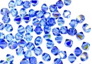 Swarovski, margele bicone, light sapphire aurore boreale, 4mm - x20