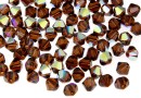 Swarovski, margele bicone, smoked topaz aurore boreale, 4mm - x20