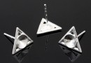 Tortite cercei triunghi,  argint 925, rivoli de 6mm - x1per