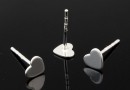 Earring findings,  925 silver, heart - x1pair