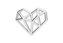 Link inima diamant origami, argint 925, 15.5mm - x1