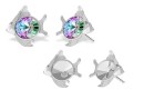 Earring findings fish, 925 silver, rivoli 6mm - x1pair