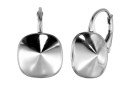 Earring findings, 925 silver, square, click, for Swarovski 4470 12mm - x1pair