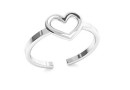 Ring heart, 925 silver, adjustable - x1