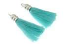 Earring decor,  925 silver, turquoise marine, 36mm - x1